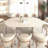 Extendable Oval Kitchen Table for 4-8 People with Travertine-Inspired Finish