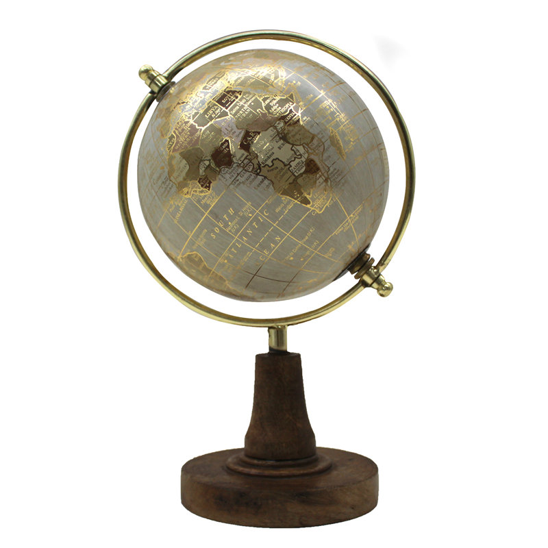 Resin Tabletop Globe, 24cm H x 13cm W x 16cm D