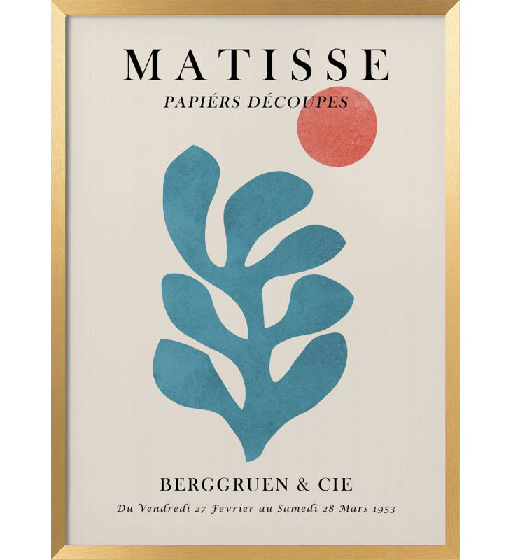 "Matisse floral", art mural texturé encadré, Doré, H 24 po x l 18 po