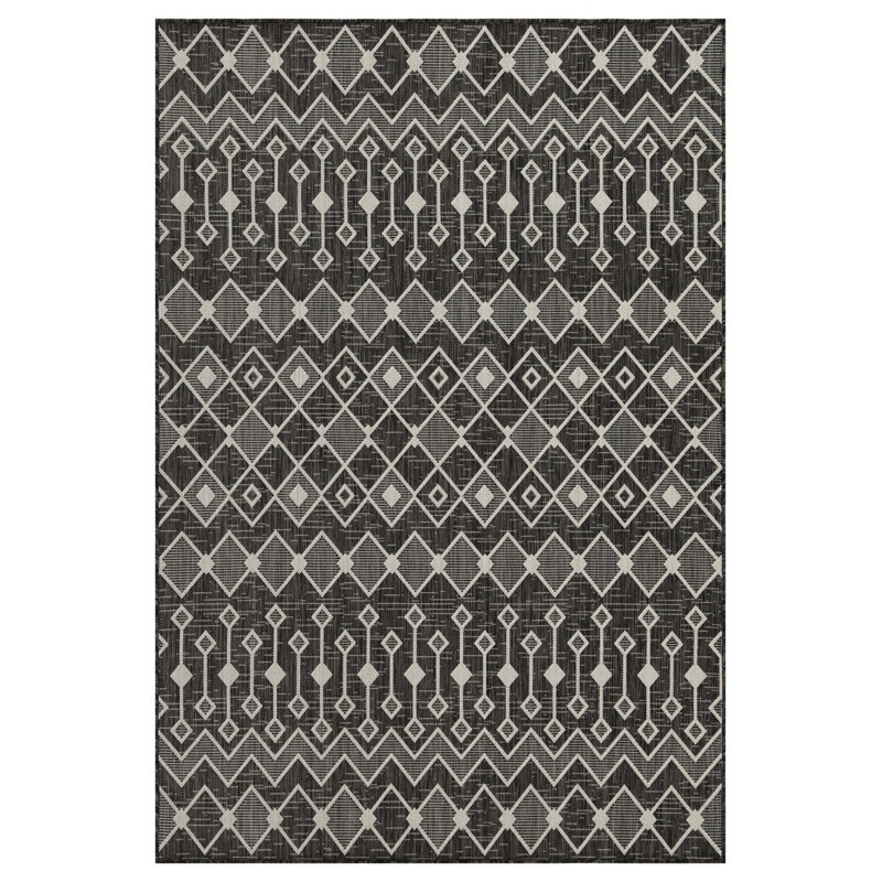 Sunshine Anthracite Indoor/Outdoor Area Rug, Rectangle 5'3" x 7'3"