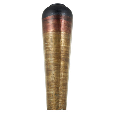 Cole And Grey Metal Textured Ombre Floor Decorative Vase With Black And Copper Accents