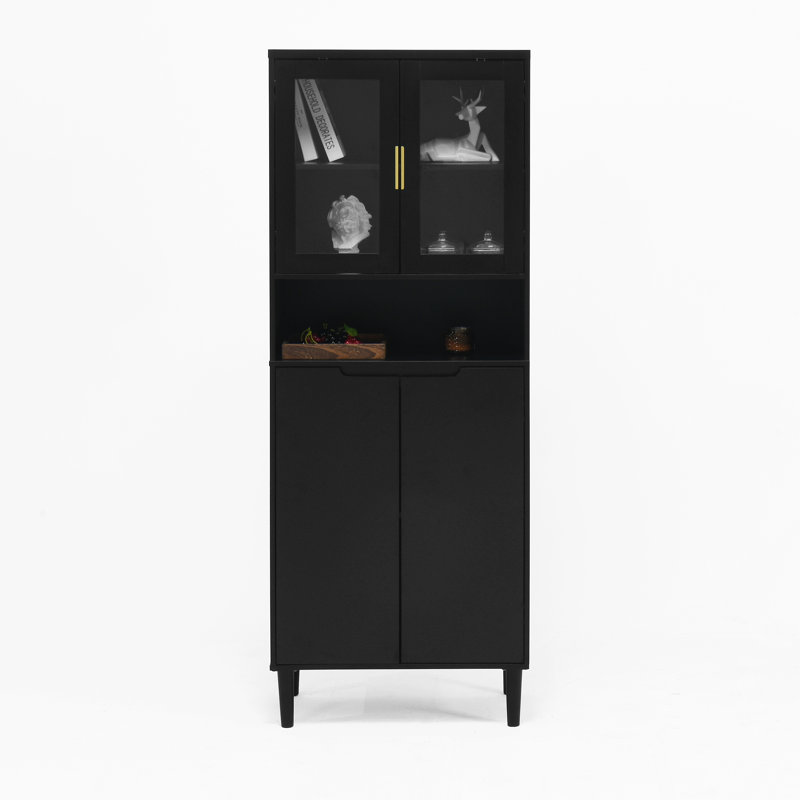 4-Door Storage Cabinet, Black