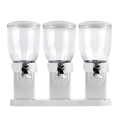 Triple Compartment Dry Food and Cereal Dispenser, 67.63 fl oz per Compartment