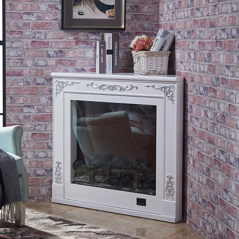 Solid Wood Electric Fireplace, White