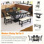 Ensemble de 6 tables de salle à manger en bois 6 pièces avec banc long et 4 chaises de style moderne-3545265