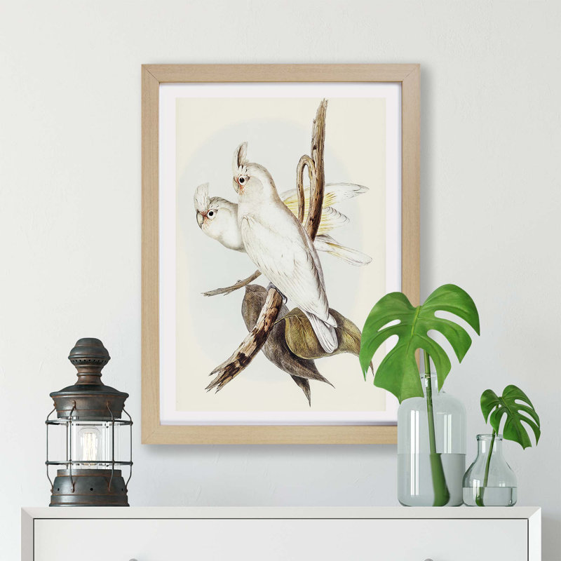 Blood-Stained Cockatoos - Framed Print, 24cm H x 33cm W x 2cm D, Oak
