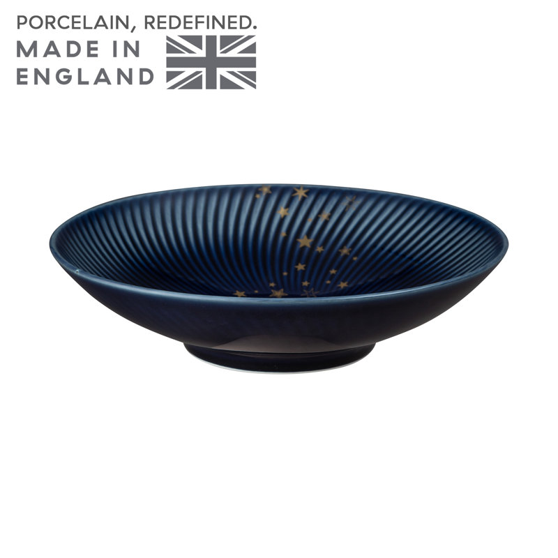 Porcelain Stars Pasta Bowl, Blue/Gold