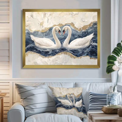 Art mural en marbre de la danse du cygne IV - cygnes