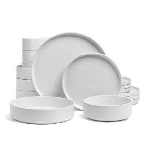 over&back Stackable 16-Piece Semi Hand-Finished Stoneware Dinnerware Set