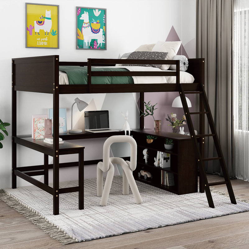 Giselly Kids Full Loft Bed, Espresso