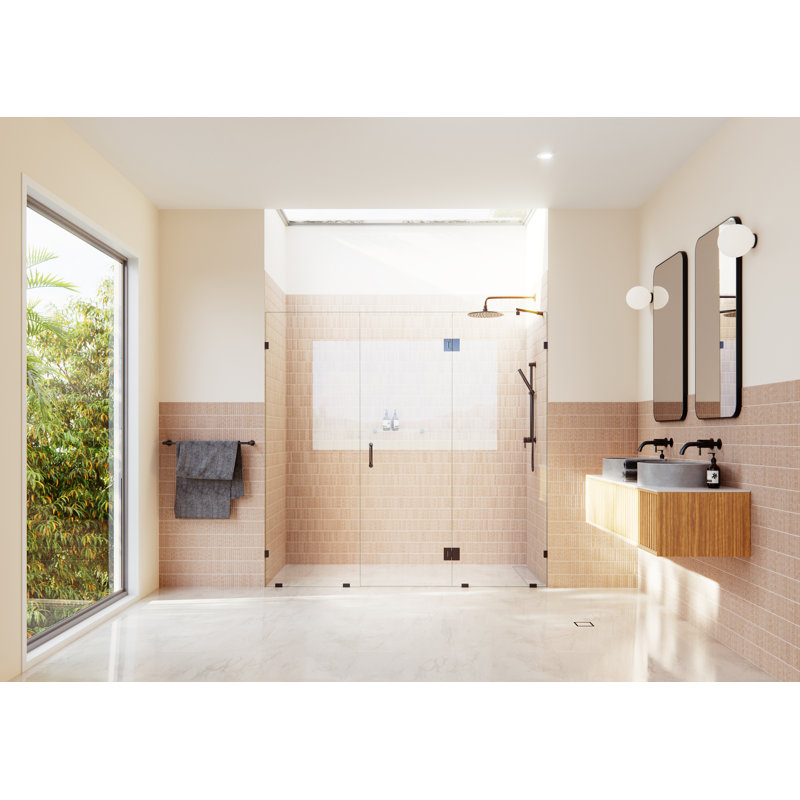 Stellar 100.25 in. x 78 in. Fully Frameless 3 Panel Inline Hinge Shower Door, Oil Rubbed Bronze