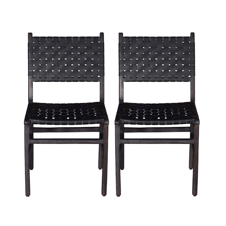 Orson Minimalist Black Leather Dining Chairs, Set Of 2 ((( Only one chair ))) (( missing one chair ))