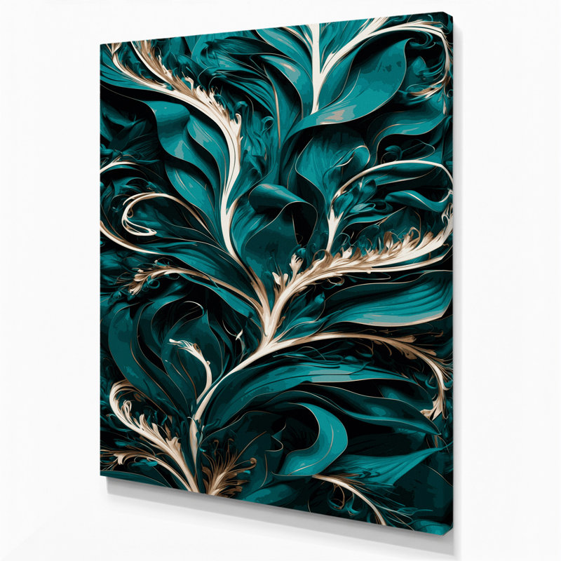 «Abstract Florals 15», art mural sur toile bleue, 30" H x 20" W