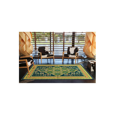 Tapis décoratif tissé à motif géométrique jaune