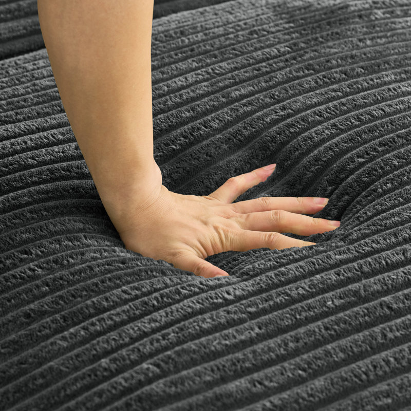 Méridienne à compression 81 po avec 2 coussins 81 po Corduroy, Gris