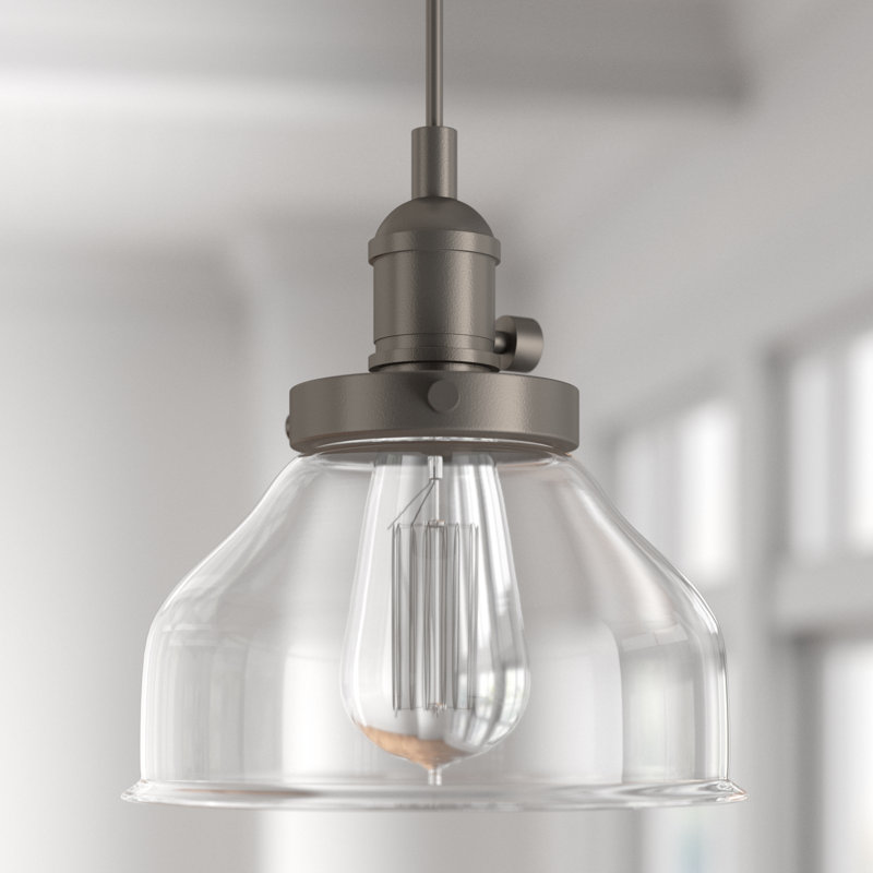 1-Light Olde Bronze Pendant with Clear Seeded Glass Shade, Olde Bronze