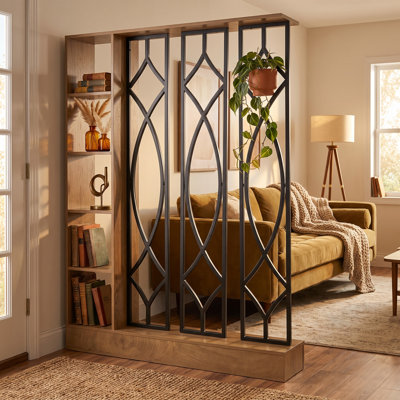 Room Divider with Shelves, 71" Freestanding Storage Room Divider