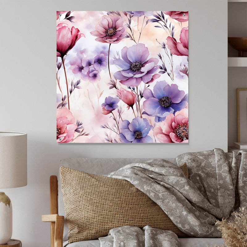 Herold - Art mural acrylique floral, H 16 po x l 16 po