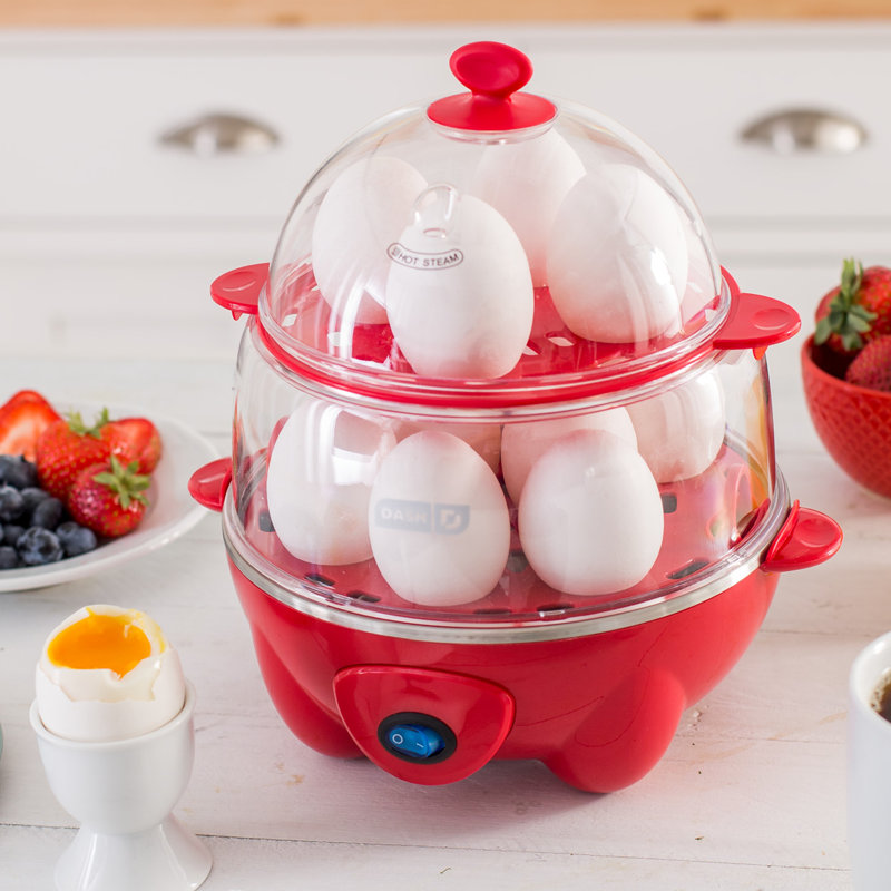 Red Deluxe Rapid Egg Cooker with Auto Shut Off
