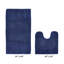 Ensemble de tapis de bain 2 pièces Makaylynn Premium 100% coton 2155 g / m², certifié OEKO-TEX®, envers en latex antidérapant, capitonné moelleux, super absorbant, tapis de salle de bain lavables à la machine, bleu marine-122439397-122439399