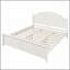 Structure de lit très grand en bois avec tête de lit arquée et design classique, blanc-129230760