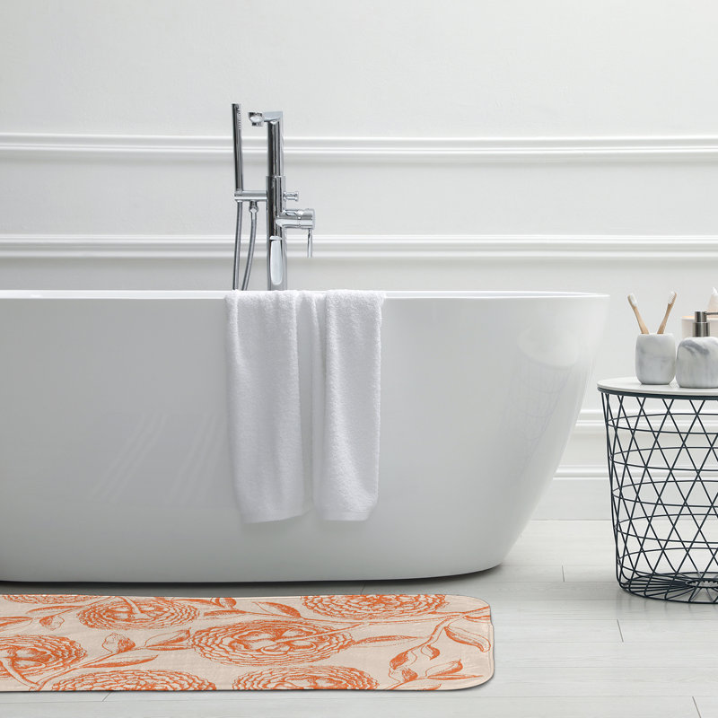 Tapis de bain Flower, Orange, L 21 po x L 34 po