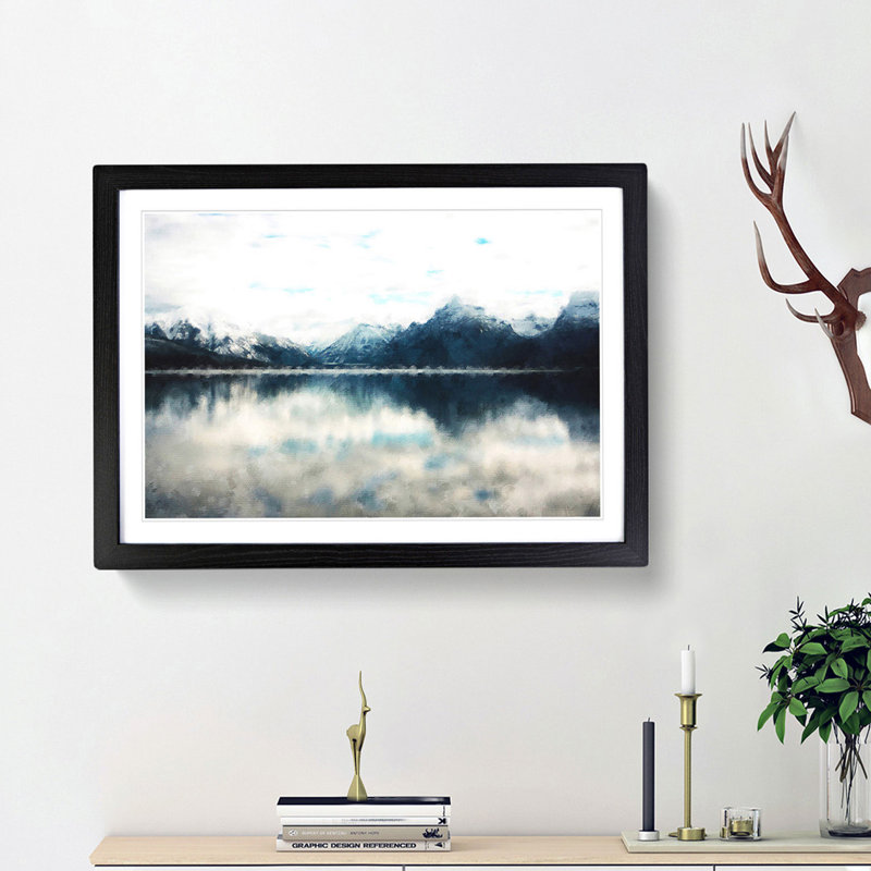 Lake Mcdonald Montana - Picture Frame Painting Print, 45cm H x 63cm W x 2cm D, Black Framed