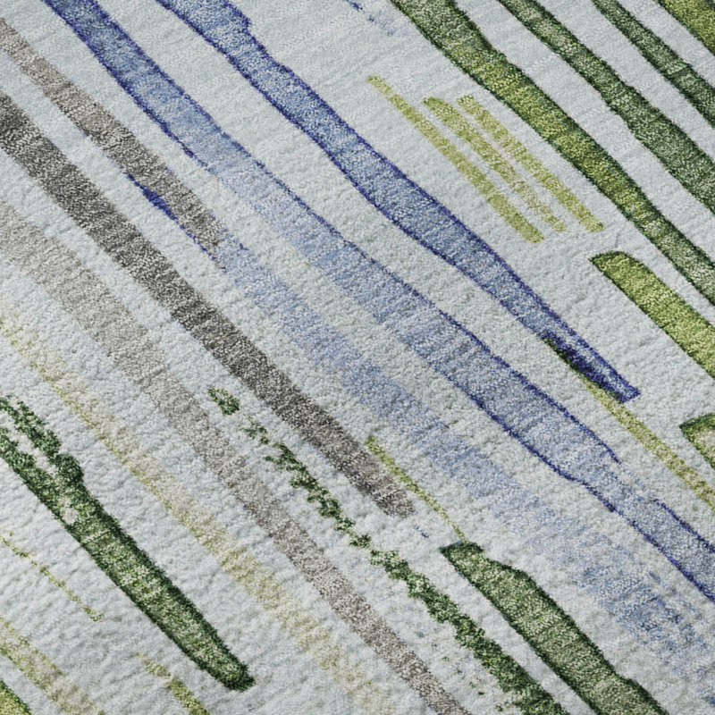 Premium Machine Washable Mehara AMF1684 Stripes Rug, Rectangle 8' x 10'