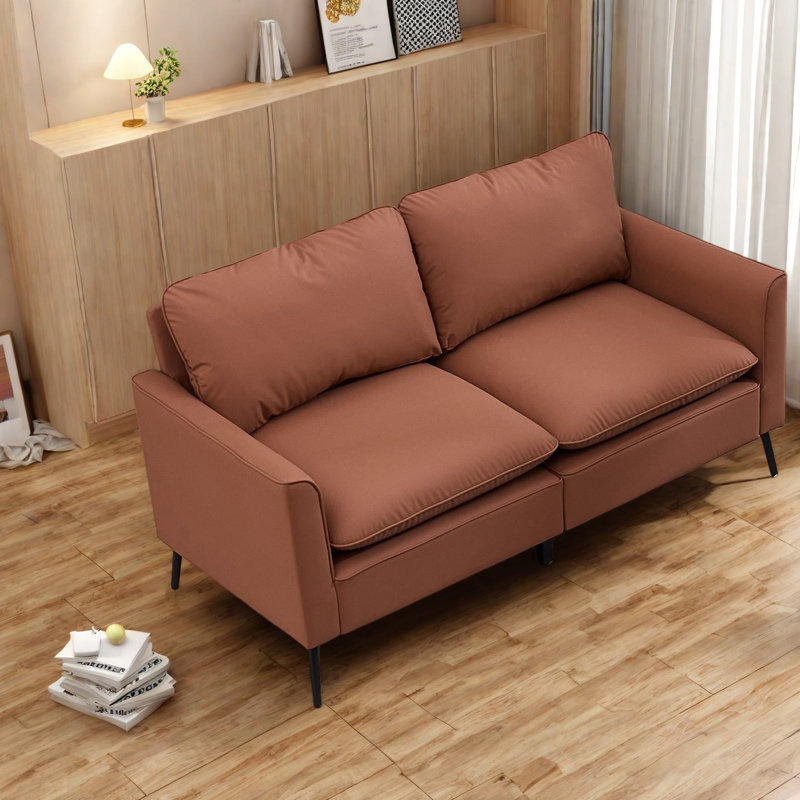 Comfortable Leather Sofas, 55.9 Inch Modern Compact Loveseat For Home