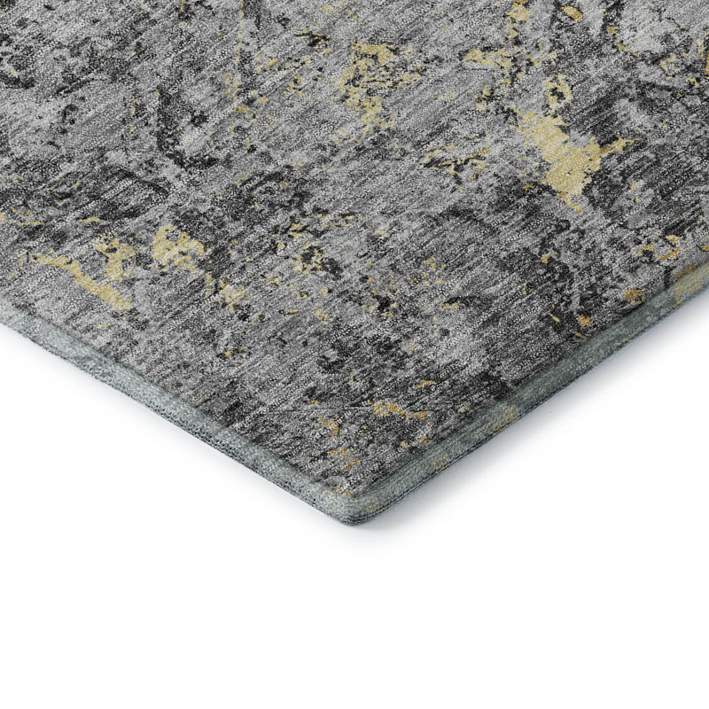 Premium Machine Washable Prisco Gray Rug, Rectangle 10' x 14'