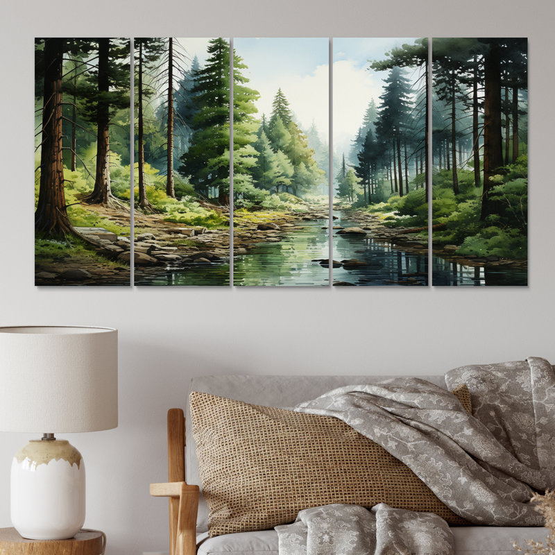 «Canada Whispering Pines II» sur toile, reproduction de 5 pièces