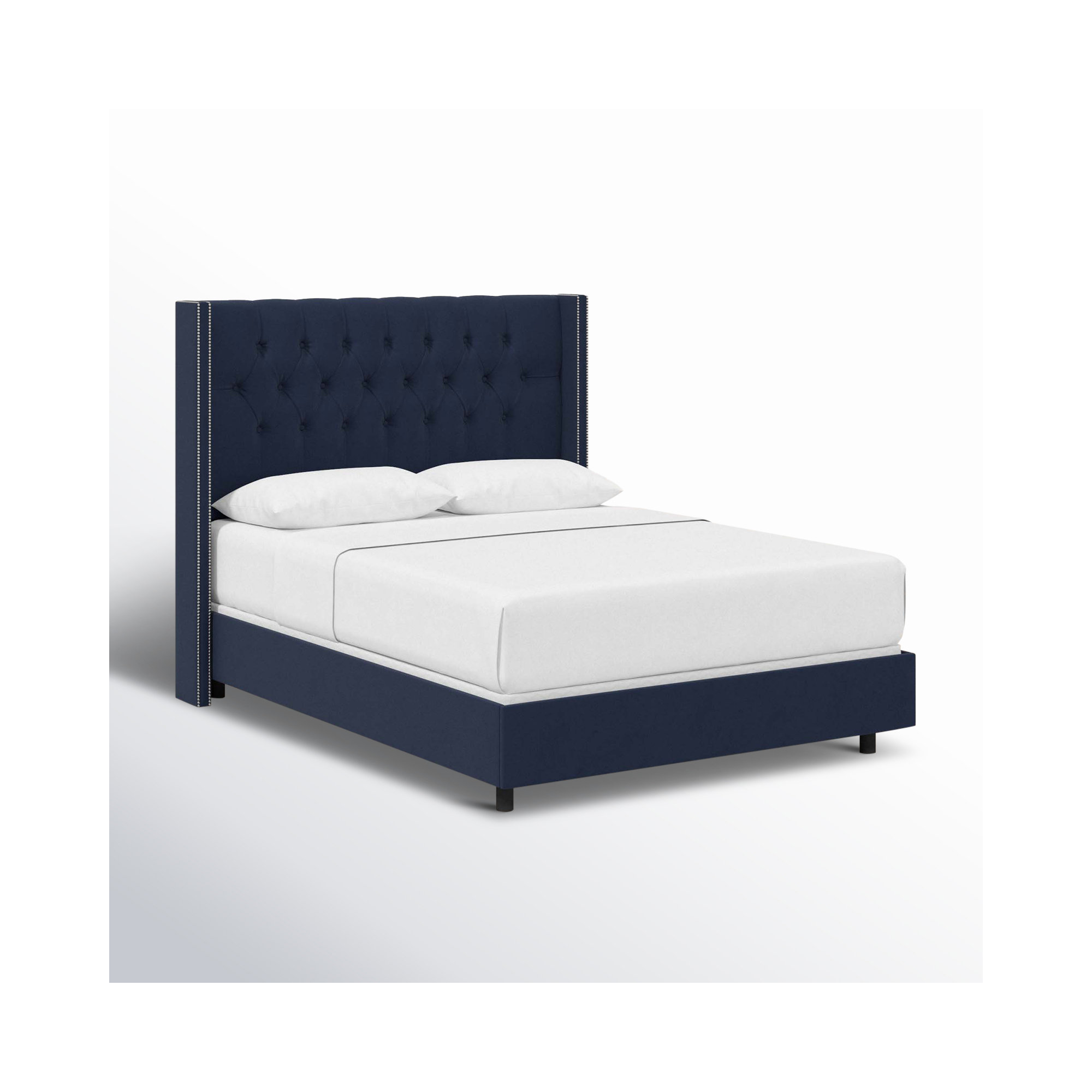 Breckin Upholstered Wingback Bed, Classic Ink Performance Velvet, Queen
