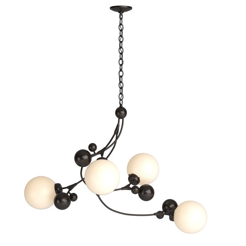 Sprig 4 - Light Unique/Statement Geometric Chandelier, Opal, Oil Rubbed Bronze
