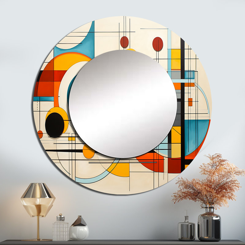 Imprimé géométrique orange Mid Century, 29 po x 29 po