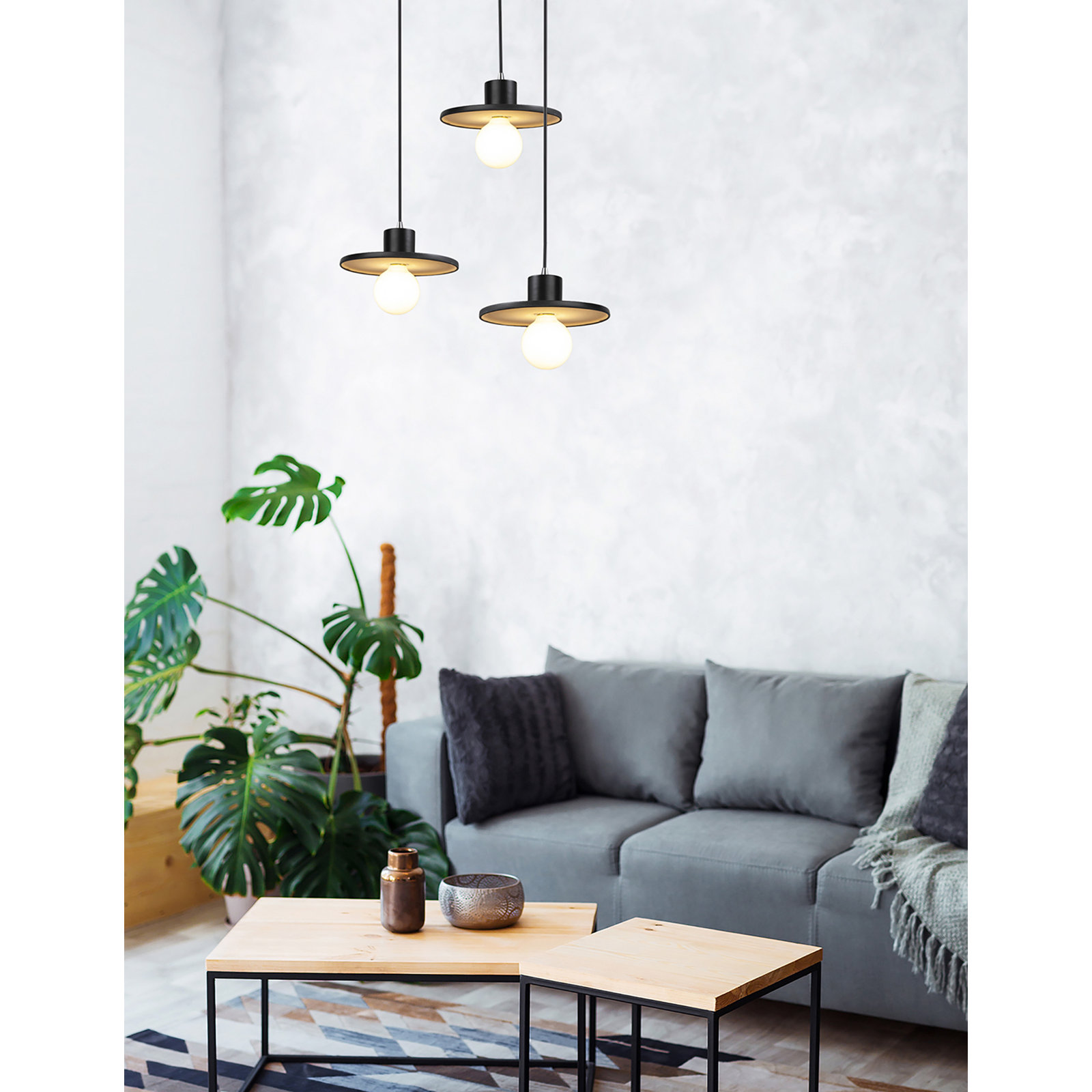 Marlena Dimmable Single Light Pendant, Matte Black/Champagne Gold, Brushed Nickel