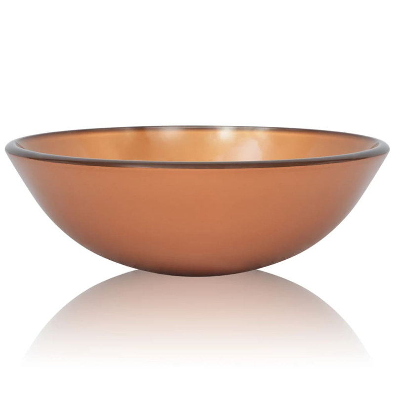 Latitude Run Argent 420mm L x 420mm W Glass Circular Sink, Brown