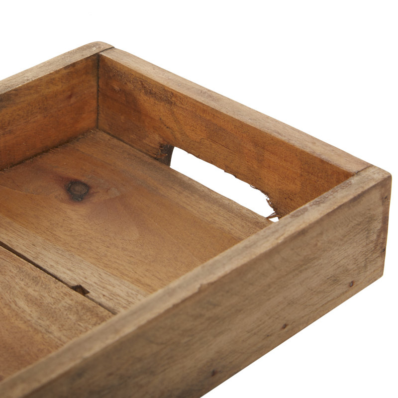Cottage Charm Mahogany Wood Rectangular Tray Set, 3 Pieces