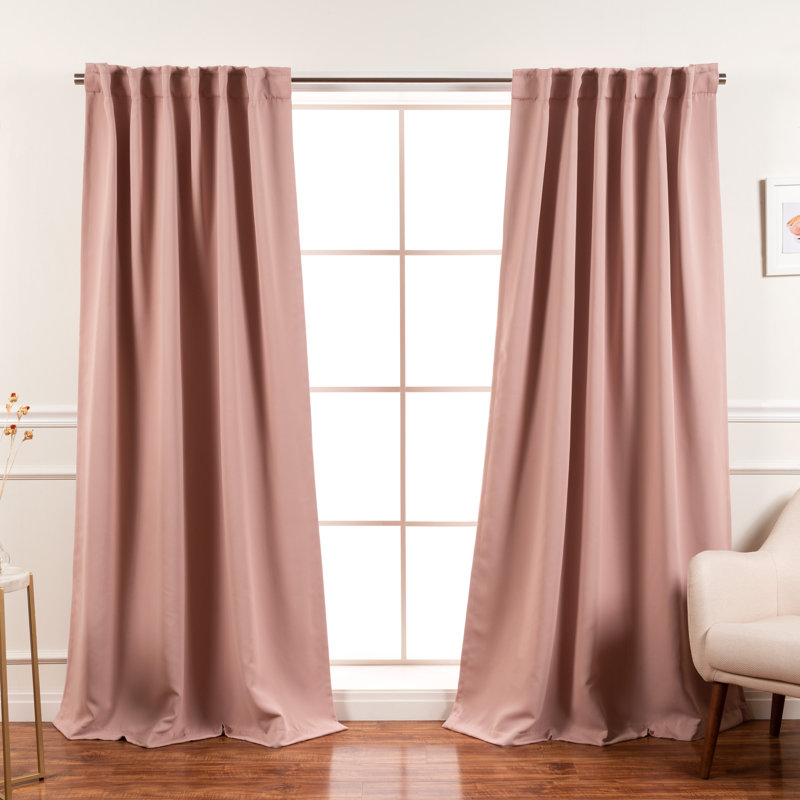 Bantam Solid Blackout Thermal Rod Pocket Curtain Panels, Dusty Pink, 52" W x 84" L