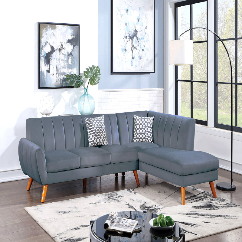 Sectional - 2Pc In Faux Leather, Dark Grey