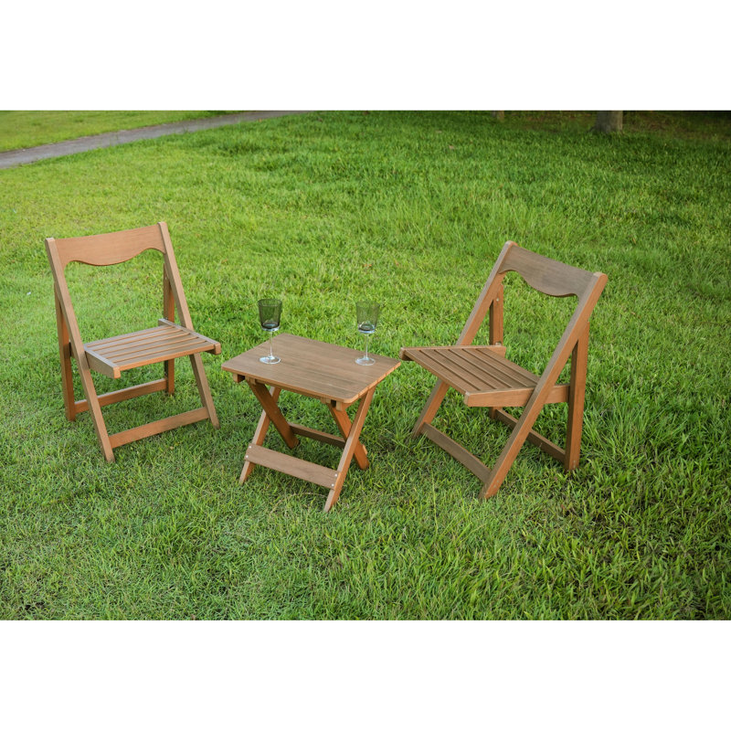 Bistro d'extérieur fabriqué à partir de hanches avec 2 chaises et une table rectangulaire, look pliable pour la cour, Teck
