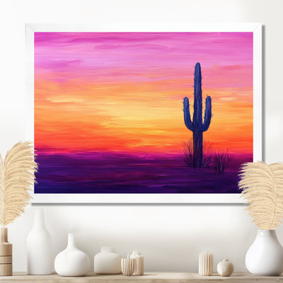 «Minimal Cactus Sunset Horizon I», impression murale de cactus floral