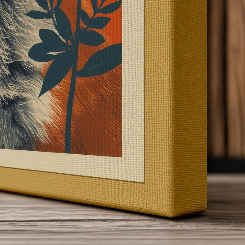 Fox Among Botanicals Boho - Wrapped Canvas, 30x20 - 76.2 x 50.8 cm, Ochre Border