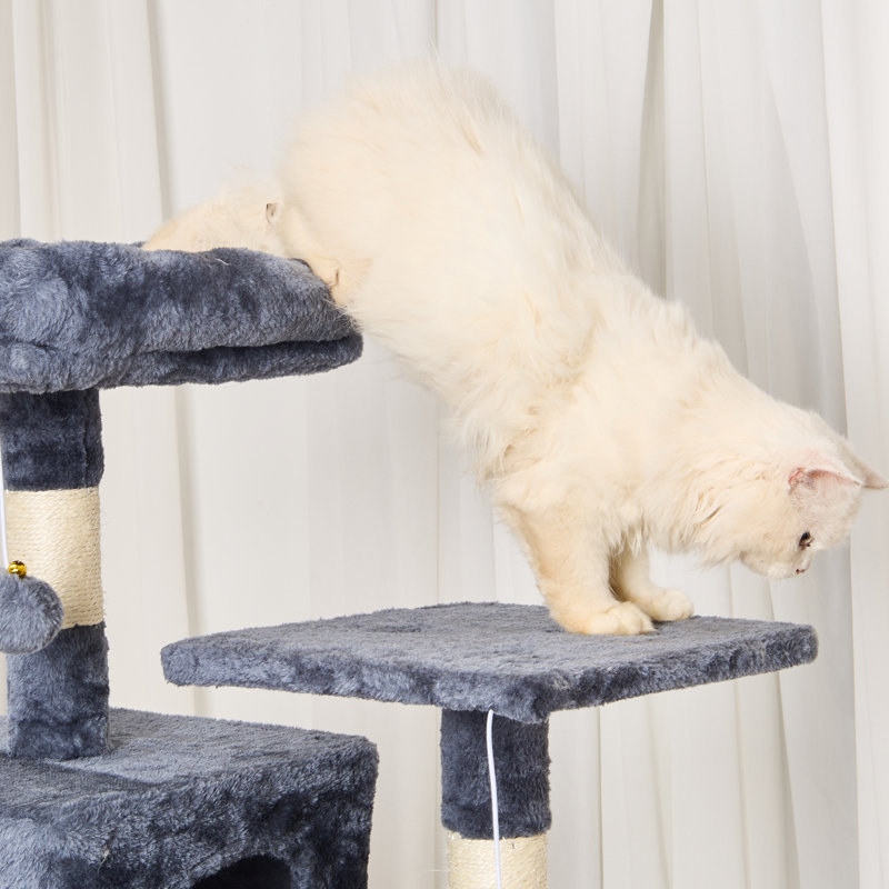 Tour à chat 63 po avec 2 condos grattoir en sisal gris clair VEVOR, Gris foncé