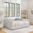 Queen Size Daybed With Two Drawers Trundle Upholstered Sofa Bed, With Vertical Stripes, Linen Fabric (86.5"X65"X30")-436874908