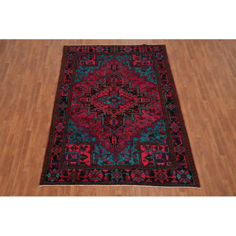 Tapis traditionnel rétro audacieux et coloré 7 x 9