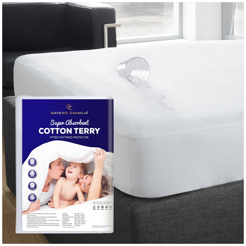 Waterproof Fitted Mattress Protector Case Pack, Double (4'6), 11.8