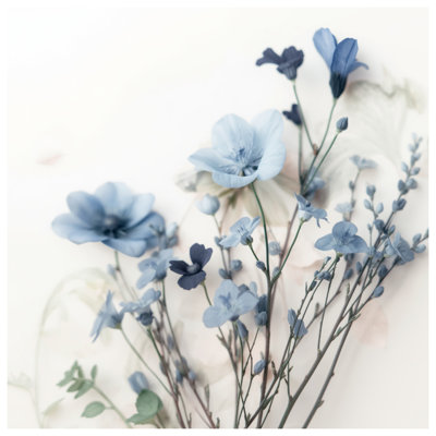 Delicate Blue Flowers Bath Mat