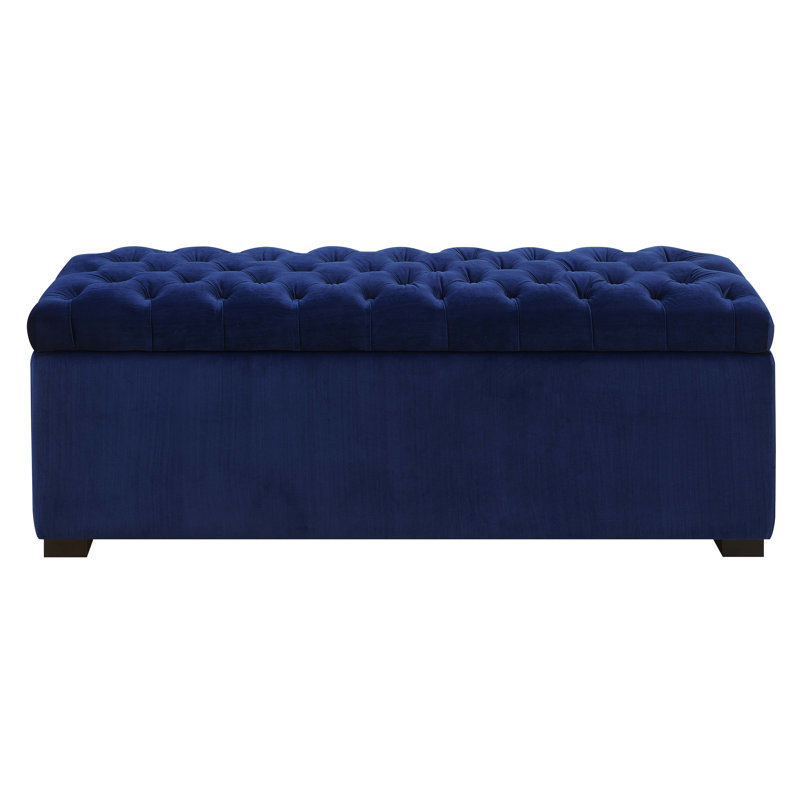Kranz Polyester Blend Upholstered Storage Bench, Navy Velvet