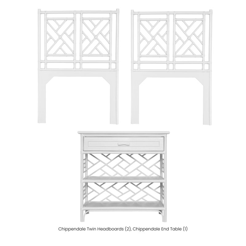 Chippendale Queen Headboard And Nightstand Set - Natural, Pieces Included: 3 Pcs: 2 Headboards, Nightstand, , White, Twin