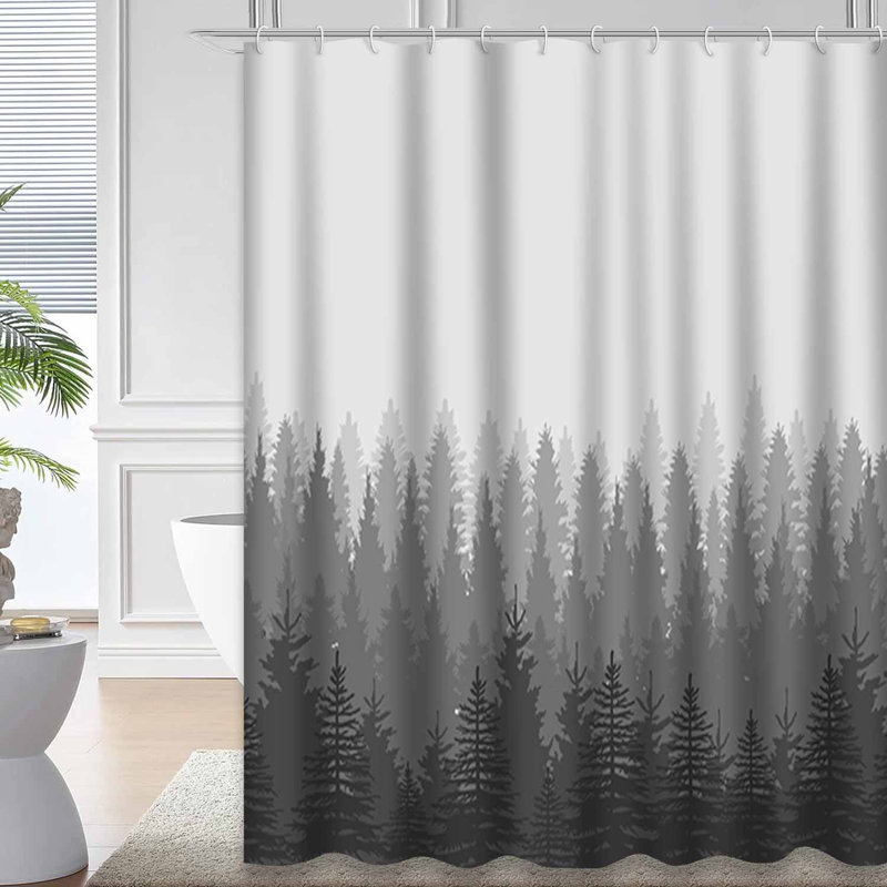 Rideau de douche à 12 crochets Forest Trees, L 72 po x l 84 po